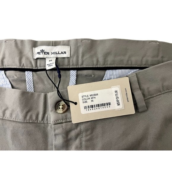 Peter Millar Crown Men's Various Size Stone Gray Twill Pima Cotton Chino Pants - Picture 9 of 11
